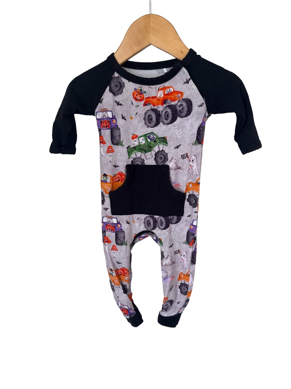 The Sleepy Sloth Halloween Monster Truck Footie One-Piece 0-3 months Bamboo